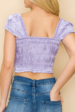 Satin ruched crop top with short sleeve