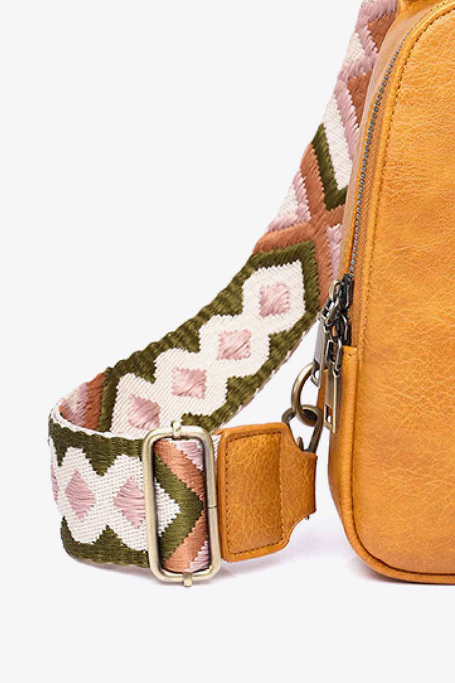 Random Pattern Adjustable Strap : Leather Sling Bag