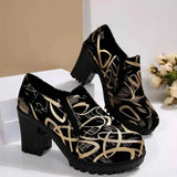 Stylish Round Toe Block : Heels Pumps