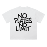 White NO PLATES Tee