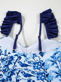 Cutout Ruffled Spaghetti Strap : One-Piece Swimwear