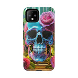 Neon Rose Skull Tough Phone Case