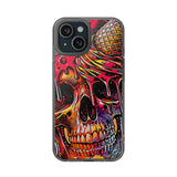 Neon Ice Cream Skull Clear Phone Case