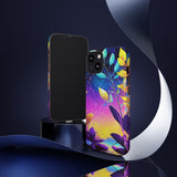 Artistic Vibrant Neon Floral Leaf Tough Phone Case