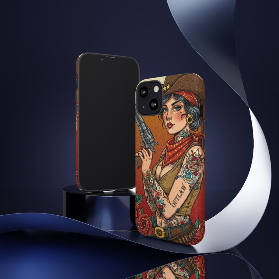 Vintage Western Tough Phone Case with Outlaw Design