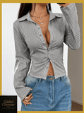 Striped Button Up Long Sleeve Shirt
