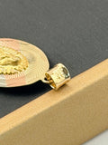 10k gold Virgin Mary pendant - 3 tone gold virgencita | Medallas de oro 10k virgencita - Wear with style