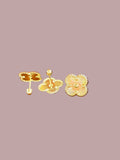 10K Solid Gold Flower Earrings for Girls | Screw back gold earrings | Aretes de oro 10k Flores - Wear with style