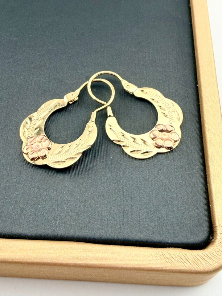 10kt Gold hoop earrings | Basket hoops real gold | Mexican gold jewelry - Wear with style