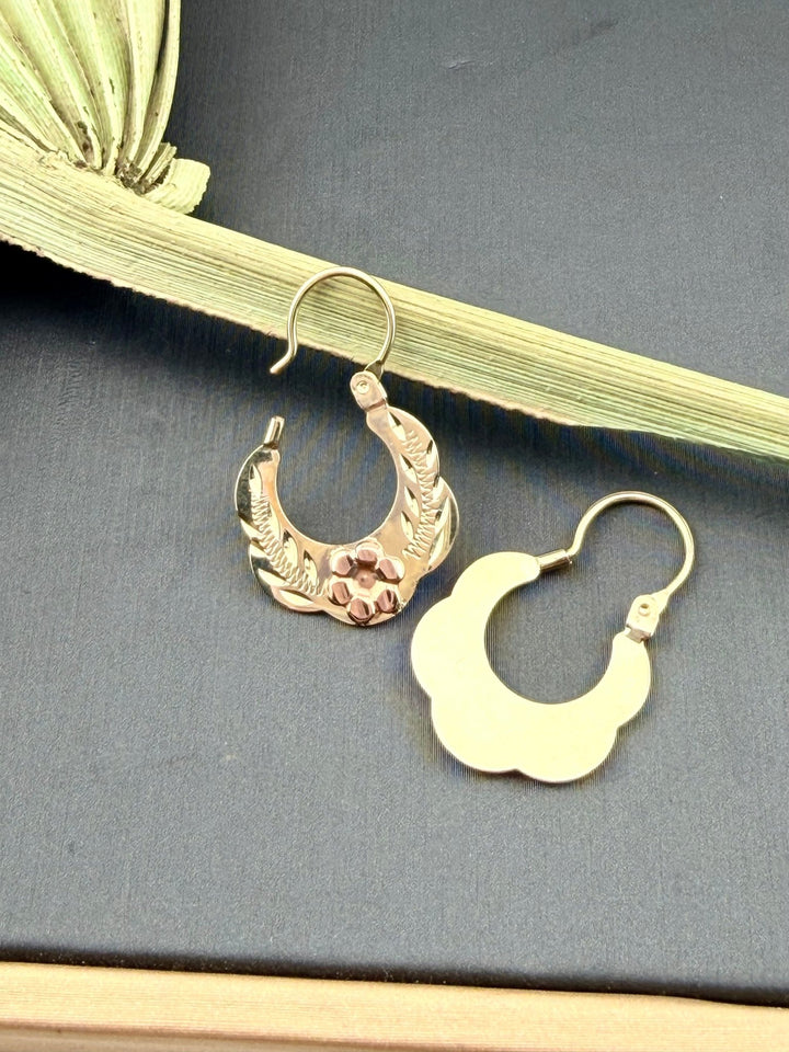 10kt Gold hoop earrings | Basket hoops real gold | Mexican gold jewelry - Wear with style