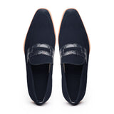 11-020-NVY MEO 3 Sueded Goatskin Penny Loafer, Navy