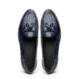 11-582-NVY FRANCO Crocodile Tassel Loafer, Navy