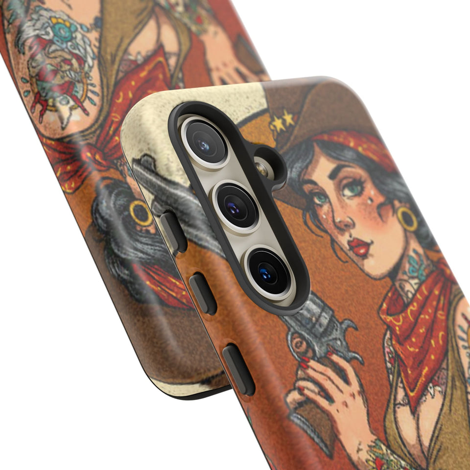 Vintage Western Tough Phone Case with Outlaw Design