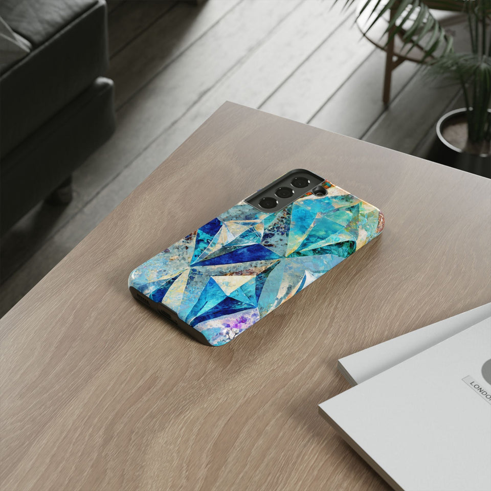 Diamond Blue Abstract Tough Phone Case