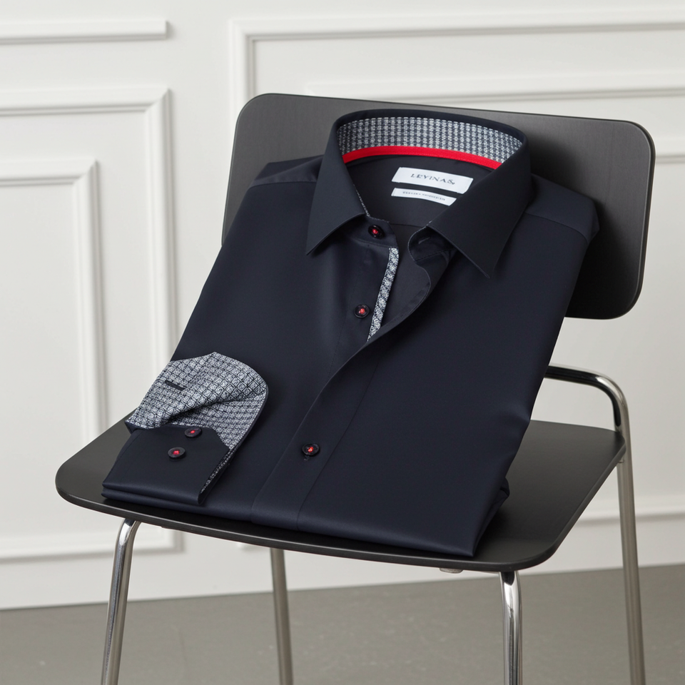 David Button-Up Shirt With Contrast Details // Black // Contemporary Fit (Regular)