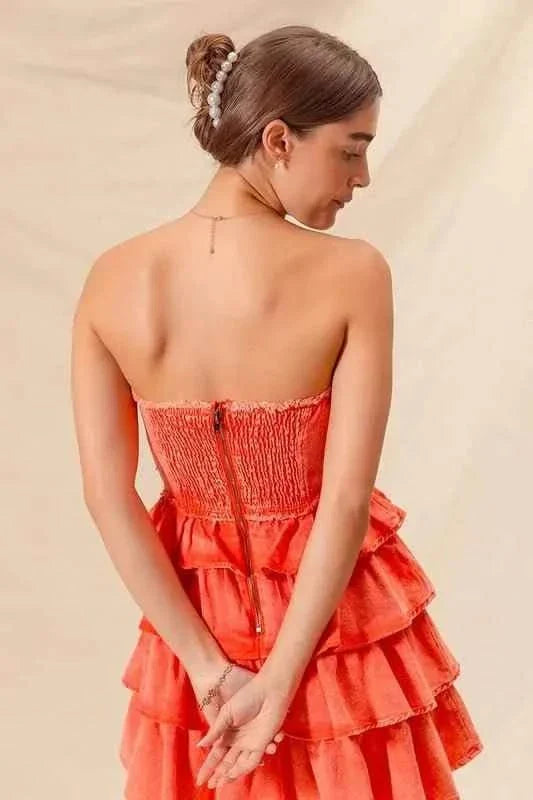Strapless Ruffle Layered : Cheer Up Dress