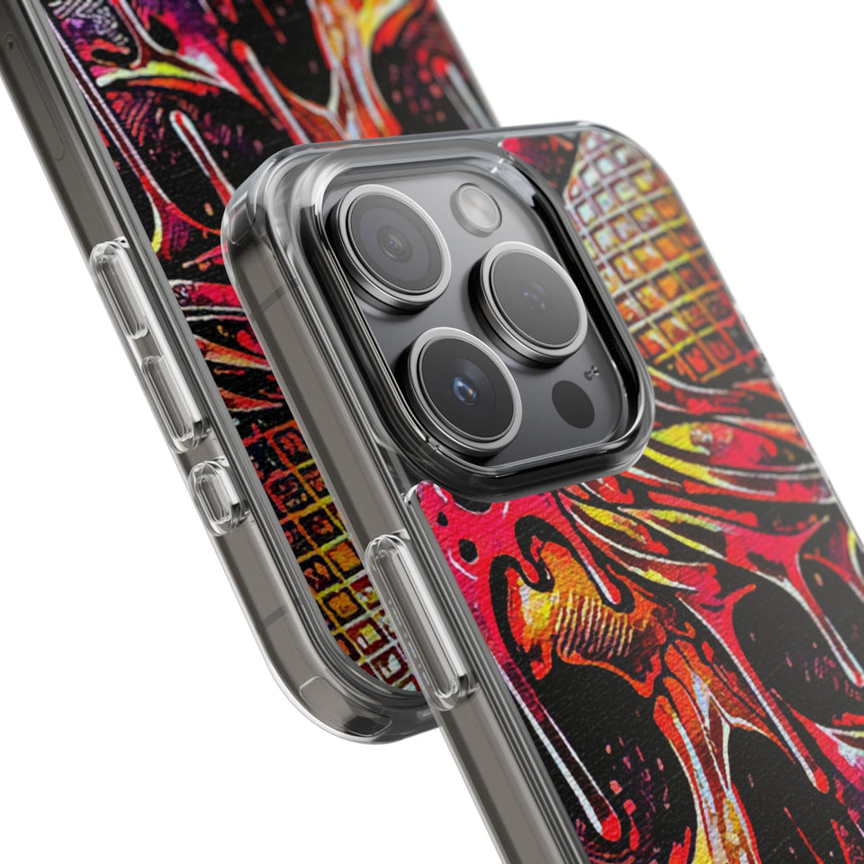 Neon Ice Cream Skull Clear Phone Case