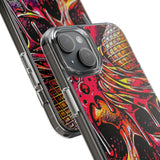 Neon Ice Cream Skull Clear Phone Case