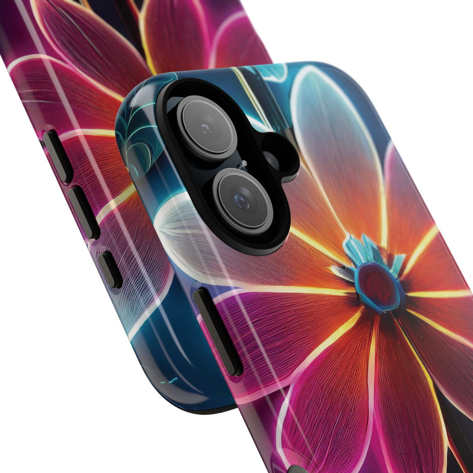 Vibrant Neon Flowers Tough Phone Case