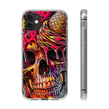 Neon Ice Cream Skull Clear Phone Case