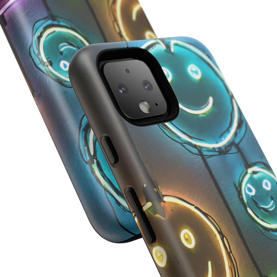 Colorful Neon Smiley Face Phone Case - Tough & Stylish Protection