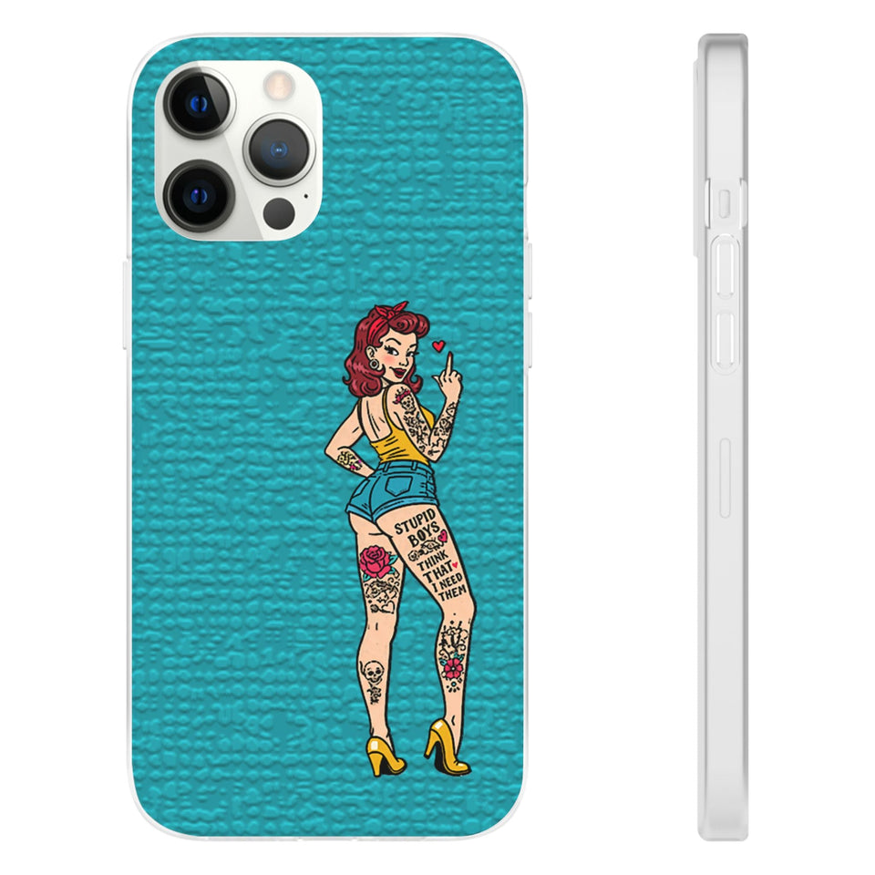 Sassy Pin-Up Stupid Boys Teal Flexi Phone Case