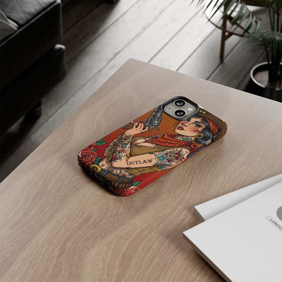 Vintage Western Tough Phone Case with Outlaw Design