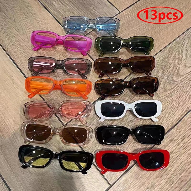 13pcs Small Square Retro Sunglasses - Wear with style