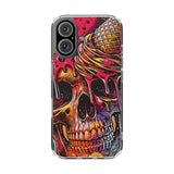 Neon Ice Cream Skull Clear Phone Case
