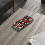 Red & White Swirl Abstract Clear Phone Case