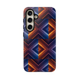 Stylish Tough Phone Case With Blue & Orange Abstract Design