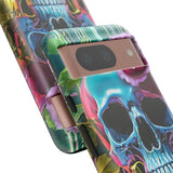 Neon Rose Skull Tough Phone Case