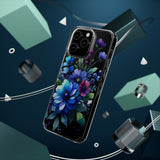 Vibrant Blue Floral Clear Phone Case