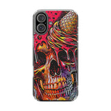 Neon Ice Cream Skull Clear Phone Case