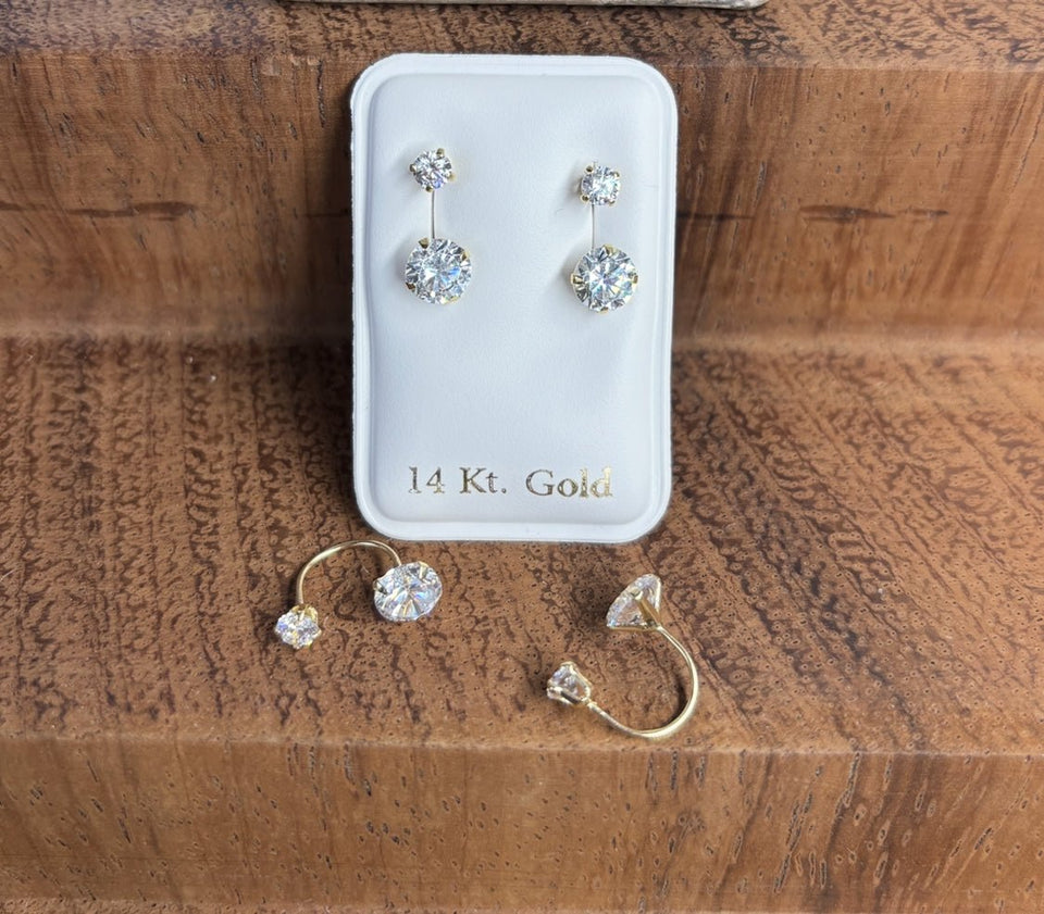 14K Solid Gold Curb Stud Earrings – Telephone Style, Screw Back | Aretes de oro sólido 14K - Wear with style