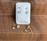 14K Solid Gold Curb Stud Earrings – Telephone Style, Screw Back | Aretes de oro sólido 14K - Wear with style
