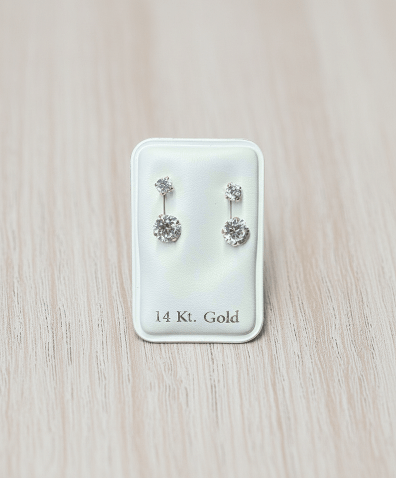 14K Solid Gold Curb Stud Earrings – Telephone Style, Screw Back | Aretes de oro sólido 14K - Wear with style