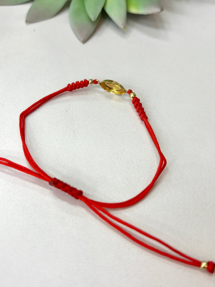 14K Solid Gold Red Cord Bracelet – Adjustable Protection Bracelet with Saint Benedict or Evil Eye - Wear with style