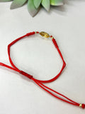14K Solid Gold Red Cord Bracelet – Adjustable Protection Bracelet with Saint Benedict or Evil Eye - Wear with style
