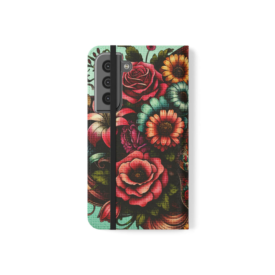 Sugar Skull Flip Wallet Phone Case