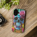 Neon Rose Skull Tough Phone Case
