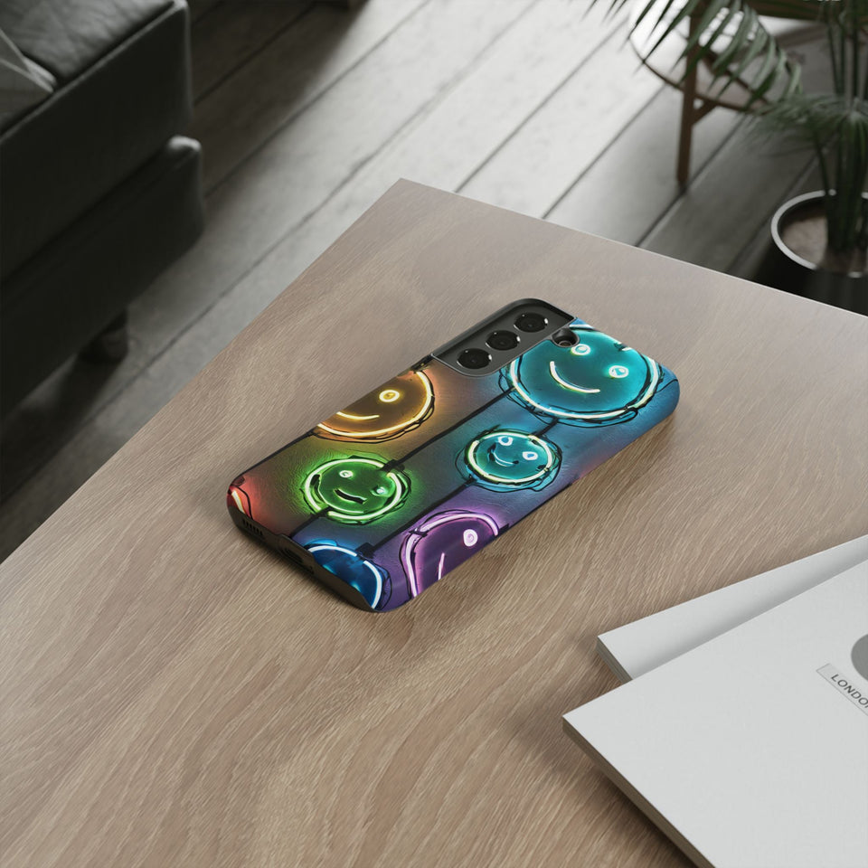 Colorful Neon Smiley Face Phone Case - Tough & Stylish Protection