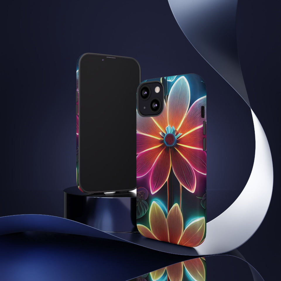 Vibrant Neon Flowers Tough Phone Case