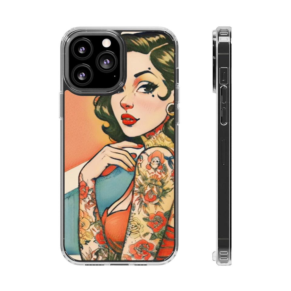 Retro Pin Up Clear Phone Case