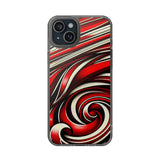 Red & White Swirl Abstract Clear Phone Case