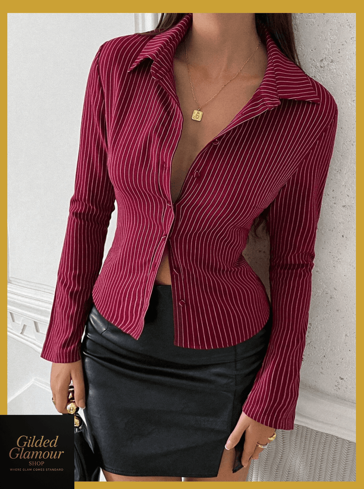 Striped Button Up Long Sleeve Shirt