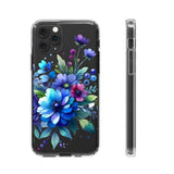 Vibrant Blue Floral Clear Phone Case
