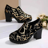 Stylish Round Toe Block : Heels Pumps