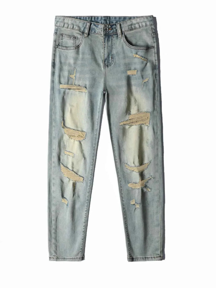 Trendy Washed Slim Fit Denim Jeans for Men