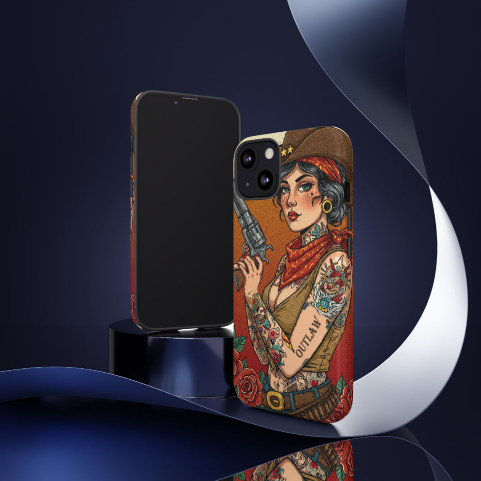 Vintage Western Tough Phone Case with Outlaw Design